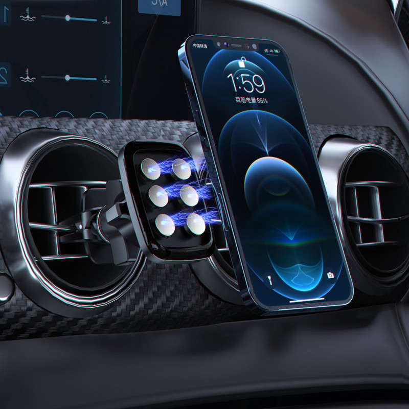 F8H magnetinis automobilinio telefono laikiklis orlaidei, juodas
