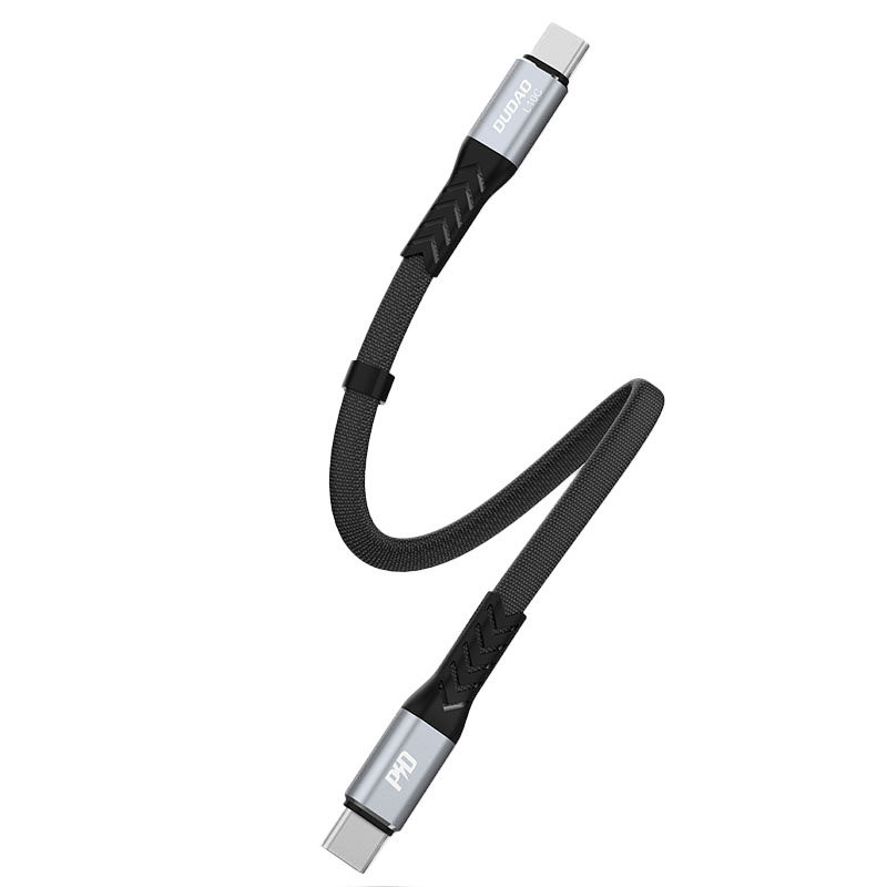 Kabelis plokščias kabelis trumpas USB-C - USB-C L10C PD 100W 23cm juodas