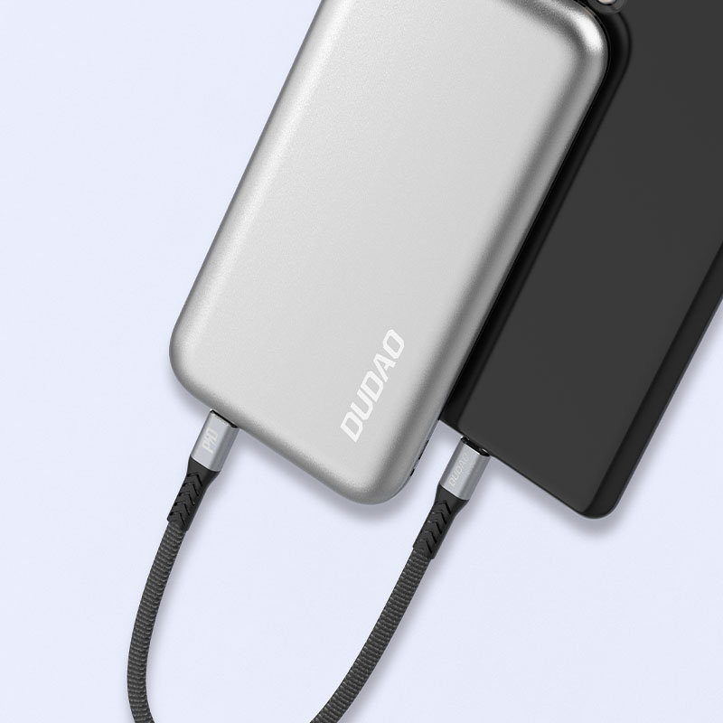 Kabelis plokščias kabelis trumpas USB-C - USB-C L10C PD 100W 23cm juodas
