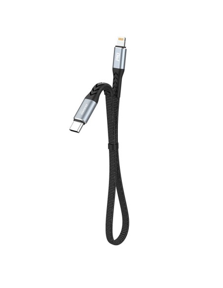 
Trumpas plokščias kabelis iPhone USB-C - Lightning L10P PD 20W 23cm juodas
