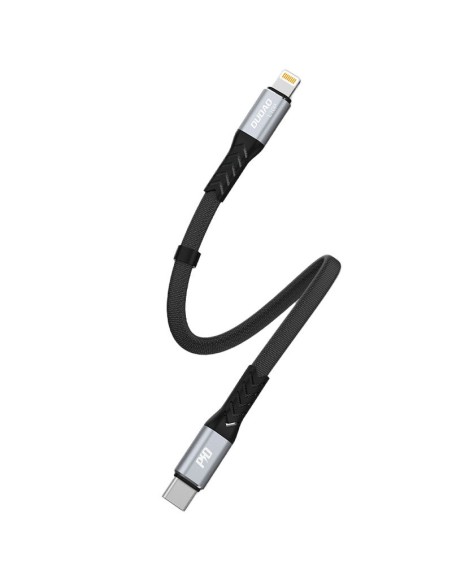 
Trumpas plokščias kabelis iPhone USB-C - Lightning L10P PD 20W 23cm juodas
