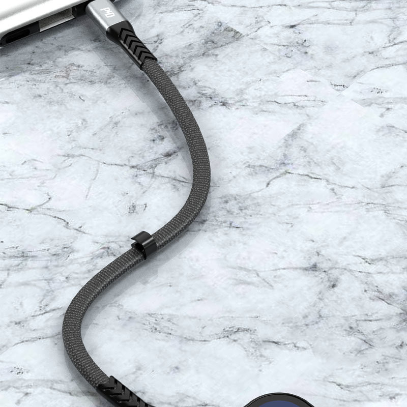 
Trumpas plokščias kabelis iPhone USB-C - Lightning L10P PD 20W 23cm juodas
