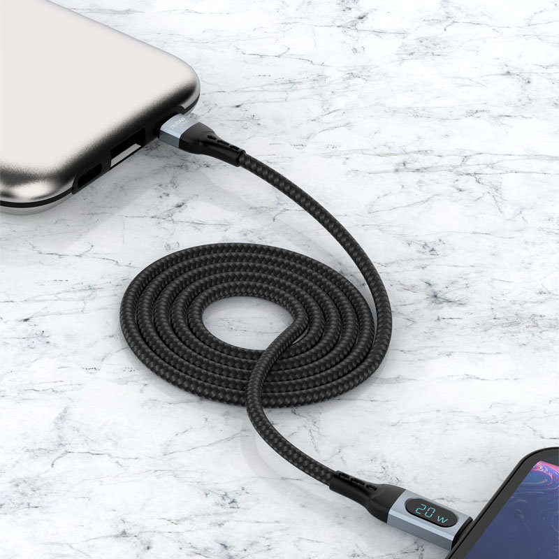 iPhone greito įkrovimo laidas USB-C - Lightning PD 20W 1m juodas