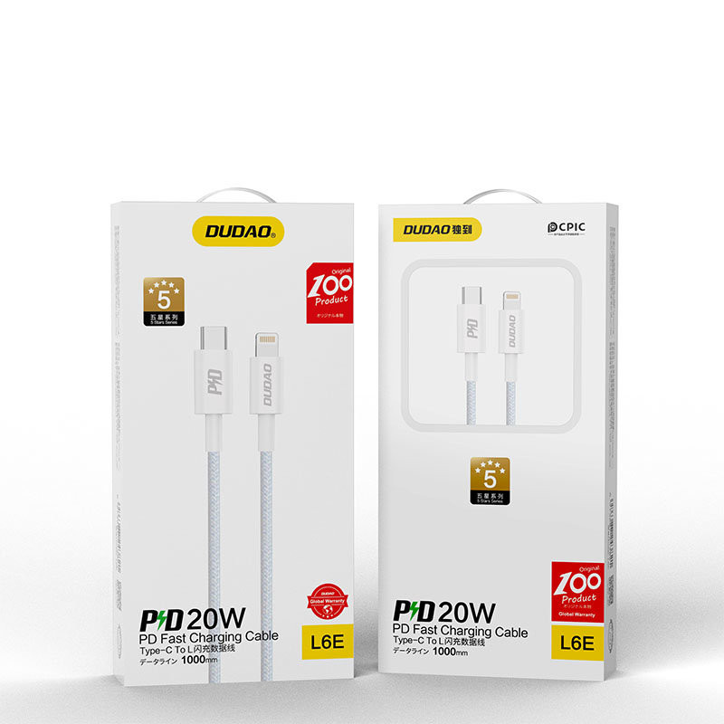 
iPhone greito įkrovimo laidas USB-C - Lightning PD 20W 1m baltas
