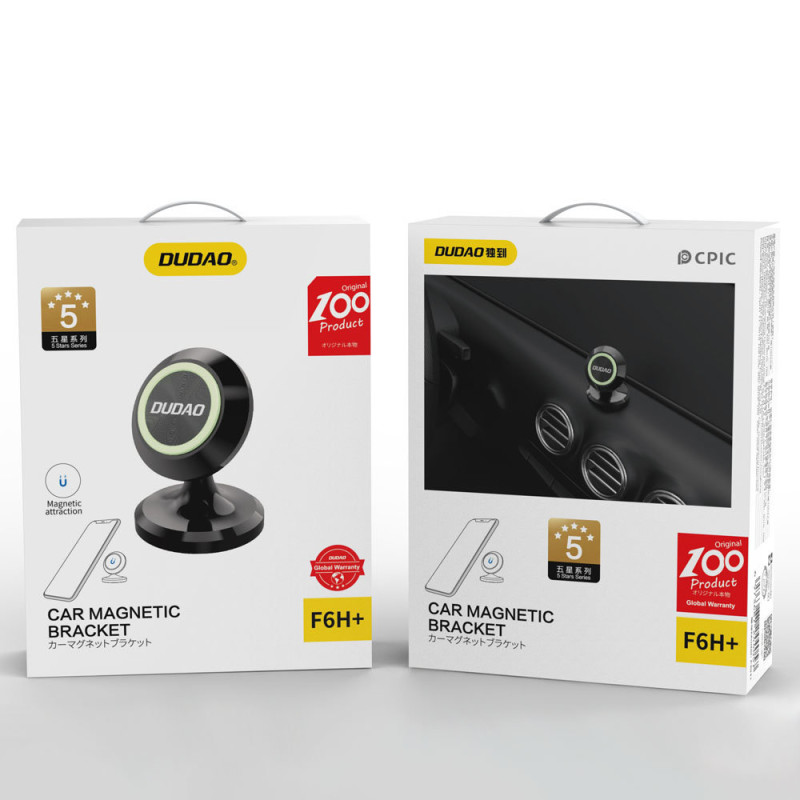 
F6H+ magnetinis automobilinis telefono laikiklis prietaisų skydeliui, juodas
