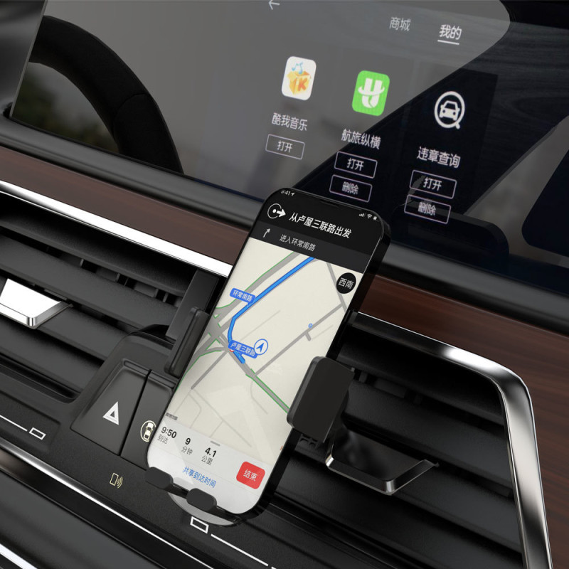 Elegantiškas F8Max gravitacinio automobilio telefono laikiklis, juodas