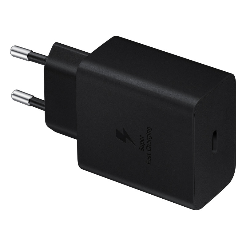 Sieninis įkroviklis su USB-C laidu 45W PD PPS + juodas
