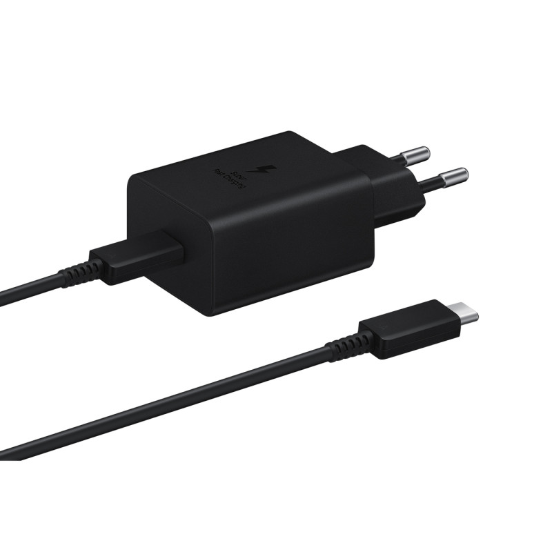 Sieninis įkroviklis su USB-C laidu 45W PD PPS + juodas