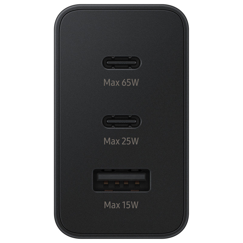 Tinklo įkroviklis 2x USB-C ir 1x USB PPS PD 65W QC 3.0 AFC FCP black
