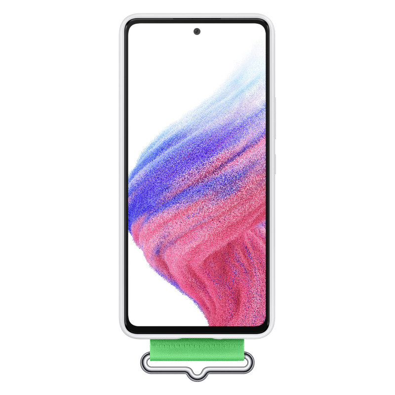 Dėklas su dirželiu, skirtas Galaxy A53 5G dirželiui, silikoninis dangtelis, baltas