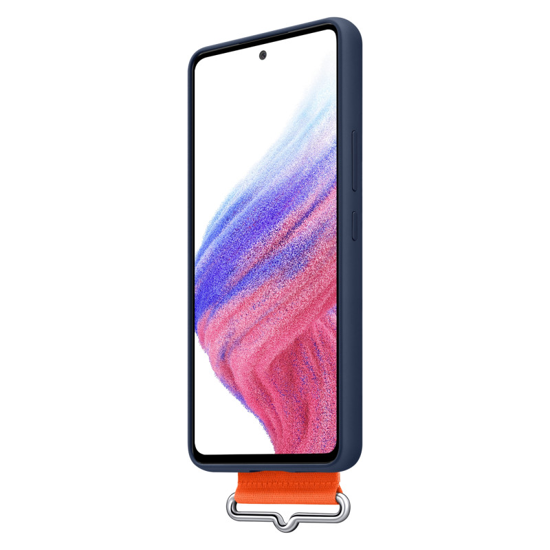 Dėklas su dirželiu, skirtas Galaxy A53 5G dirželiui, silikoninis dangtelis, tamsiai mėlynas