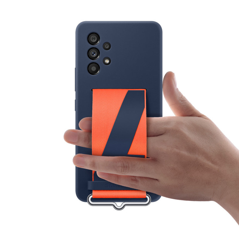 Dėklas su dirželiu, skirtas Galaxy A53 5G dirželiui, silikoninis dangtelis, tamsiai mėlynas