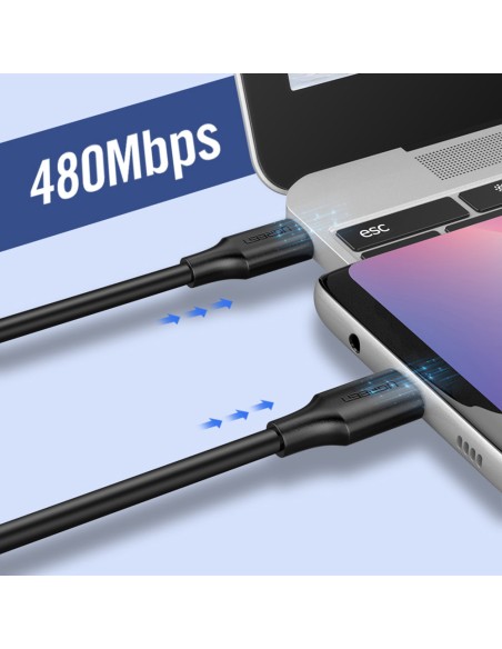 
USB-C laidas įkrovimui ir duomenų perdavimui 3A 2m juodas
