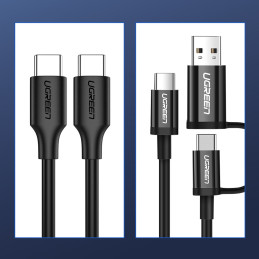 
USB-C laidas įkrovimui ir duomenų perdavimui 3A 2m juodas
