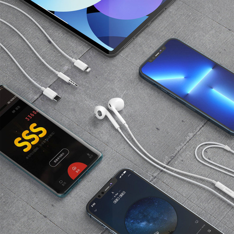Į ausis įdedamos ausinės iPhone su Lightning kištuku X14PROL-W1 baltos spalvos
