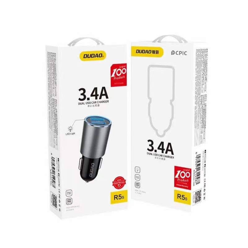 R5s automobilinis įkroviklis su apšvietimu 2x USB 3.4A, pilkas
R5s automobilinis įkroviklis su apšvietimu 2x USB 3.4A, pilkas
