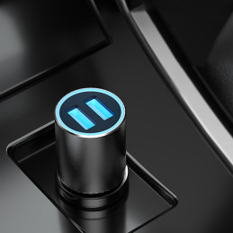
R5s automobilinis įkroviklis su apšvietimu 2x USB 3.4A, pilkas
