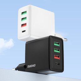 
Greitas sieninis įkroviklis 3x USB + 1x USB-C 20W PD QC 3.0 black
