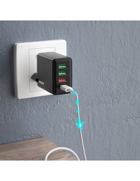 
Greitas sieninis įkroviklis 3x USB + 1x USB-C 20W PD QC 3.0 black
