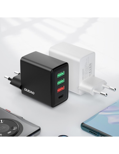 
Greitas sieninis įkroviklis 3x USB + 1x USB-C 20W PD QC 3.0 black
