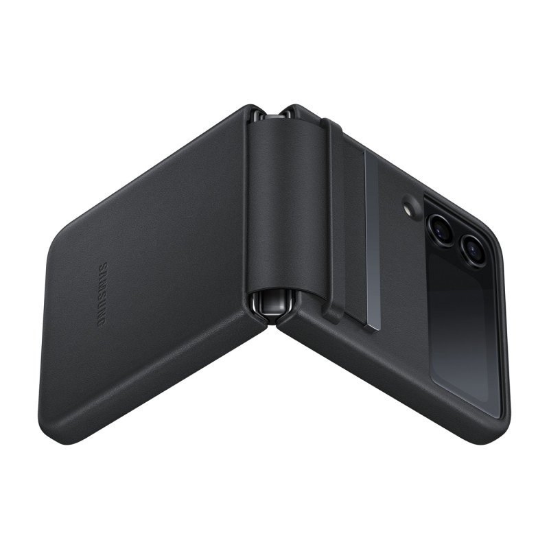 Odinis dėklas Galaxy Z Flip4 Flap Odinis dangtelis juodas