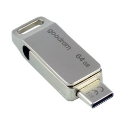 
Pendrive 64GB, dvi USB 3.2 + USB-C OTG ODA3 jungtys, sidabrinė
