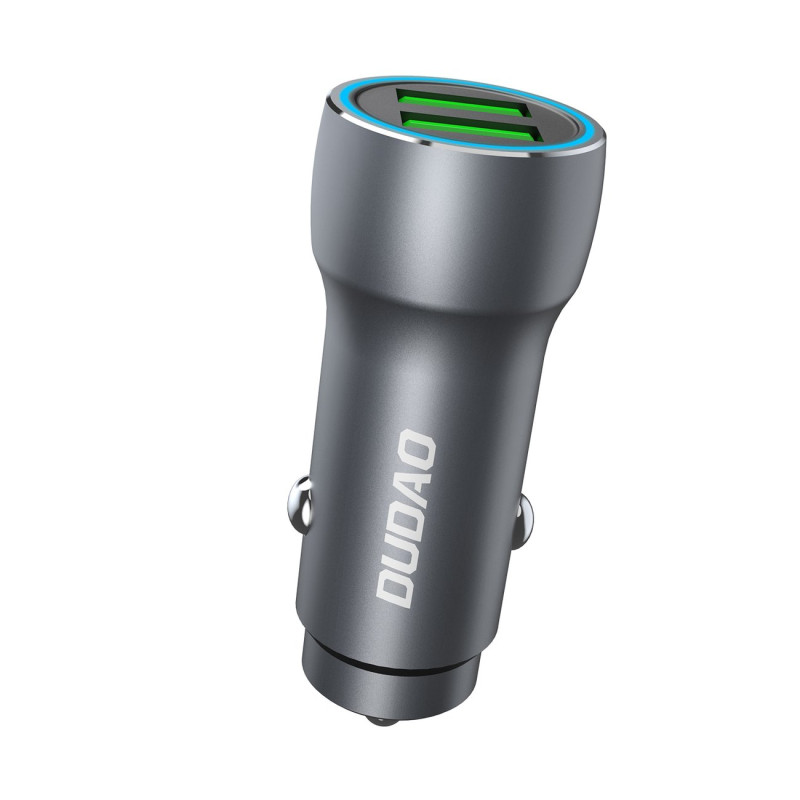 Greitas automobilinis įkroviklis 2x USB 3A 18W pilka