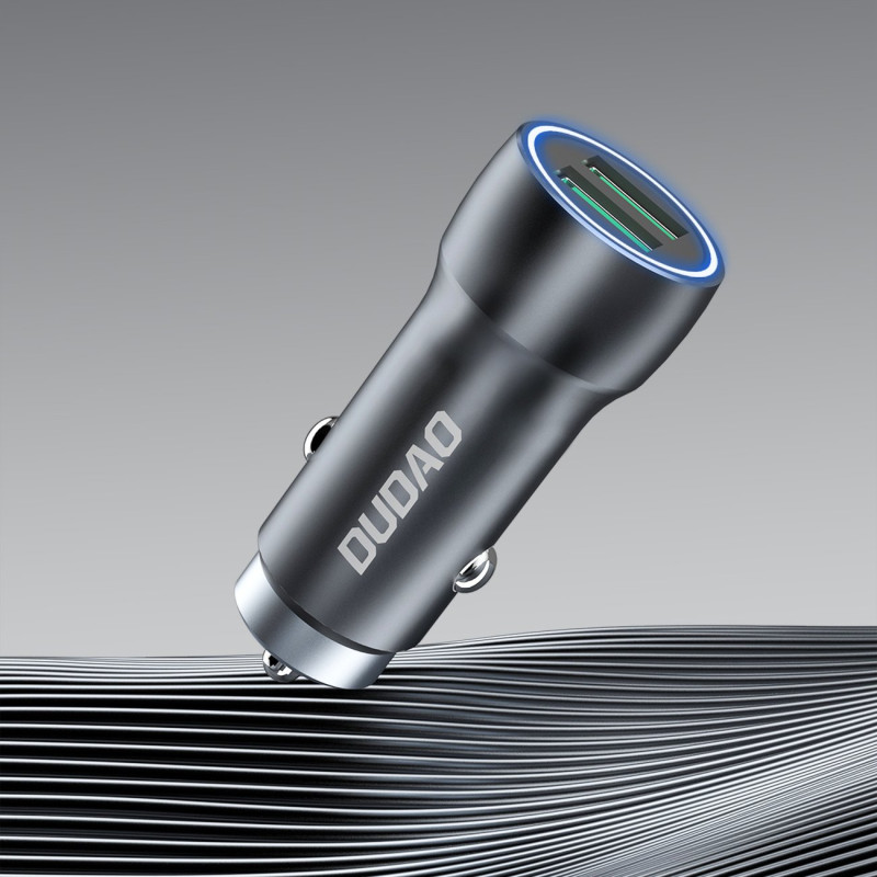 Greitas automobilinis įkroviklis 2x USB 3A 18W pilka