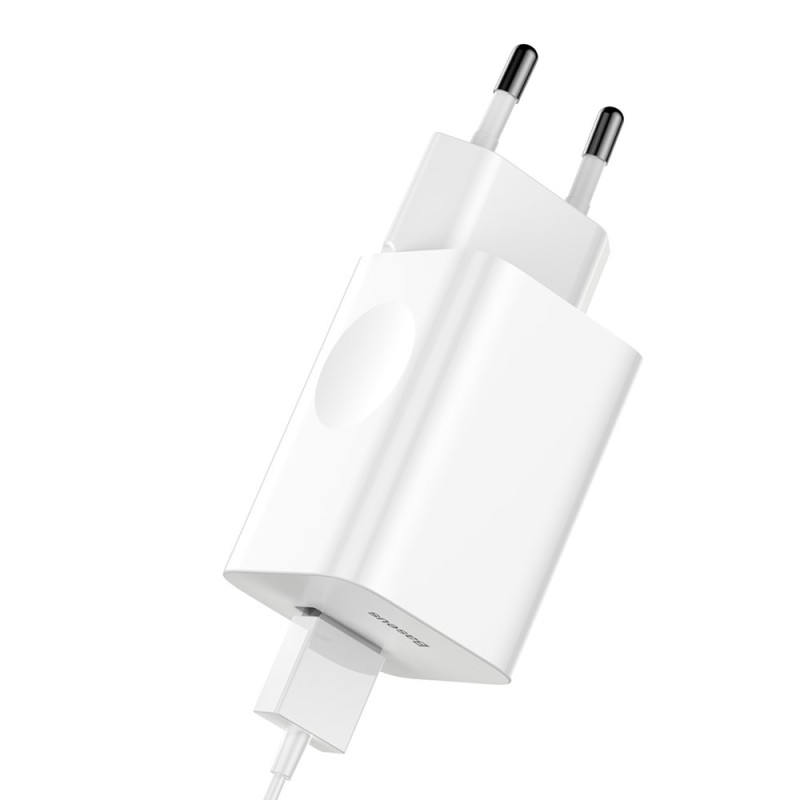 Sieninis įkroviklis, maitinimo šaltinis USB Quick Charge 3.0 kabeliui, baltas
