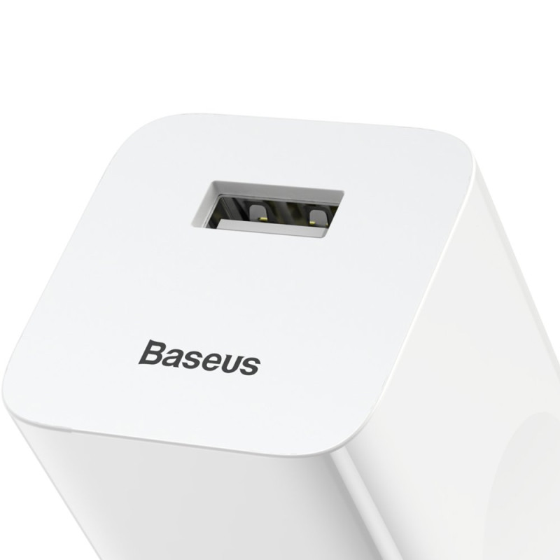 Sieninis įkroviklis, maitinimo šaltinis USB Quick Charge 3.0 kabeliui, baltas