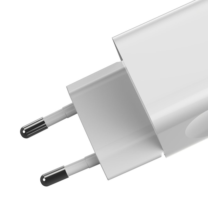Sieninis įkroviklis, maitinimo šaltinis USB Quick Charge 3.0 kabeliui, baltas