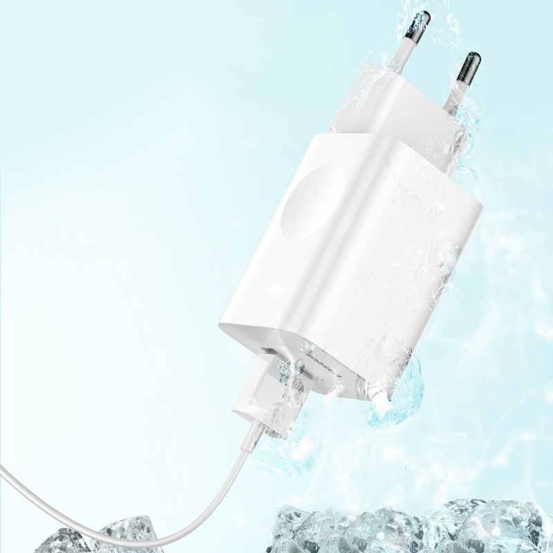 Sieninis įkroviklis, maitinimo šaltinis USB Quick Charge 3.0 kabeliui, baltas