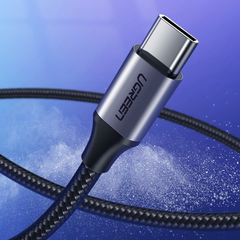 Tvirtas pintas kabelis USB - USB-C QC 3.0 3A 2m pilkas