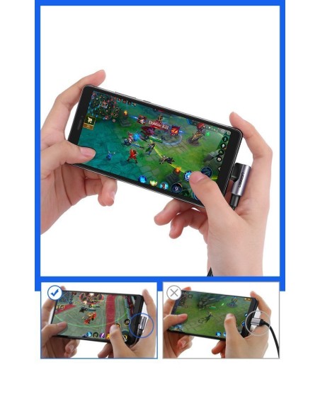 
Tvirtas pintas kampinis kabelis USB - USB-C QC 3.0 3A 2m pilkas
