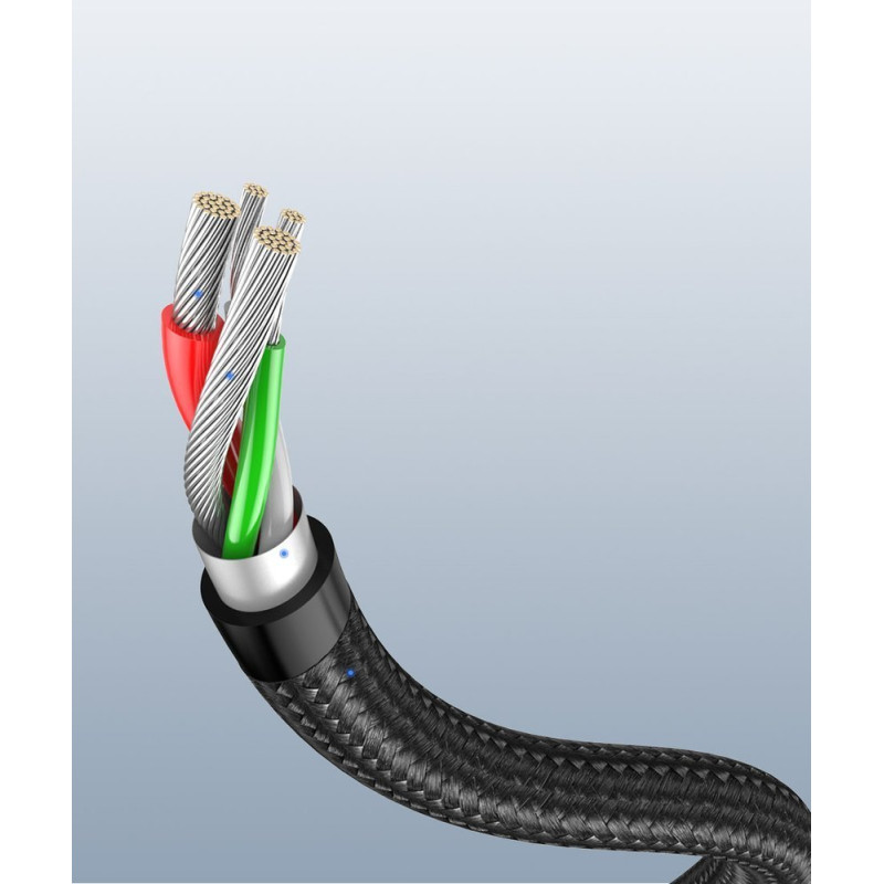 
Tvirtas pintas kampinis kabelis USB - USB-C QC 3.0 3A 2m pilkas
