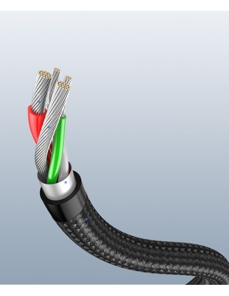 
Tvirtas pintas kampinis kabelis USB - USB-C QC 3.0 3A 2m pilkas
