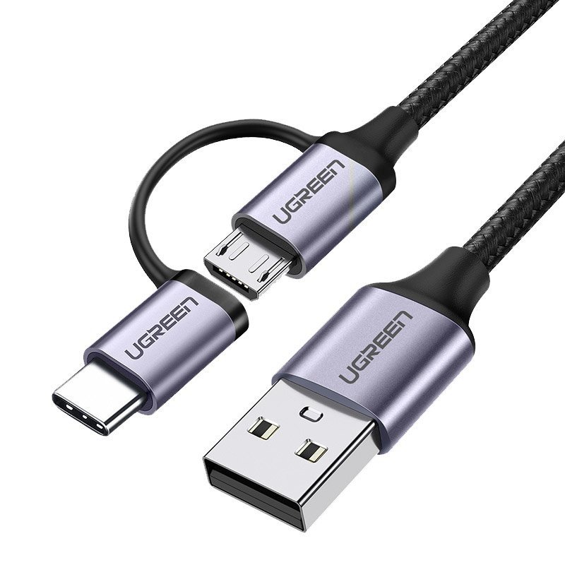 2in1 Kabelis, tvirtas pintas laidas USB - microUSB + USB-C 1m 2.4A juodas
2in1 Kabelis, tvirtas pintas laidas USB - microUSB + USB-C 1m 2.4A juodas