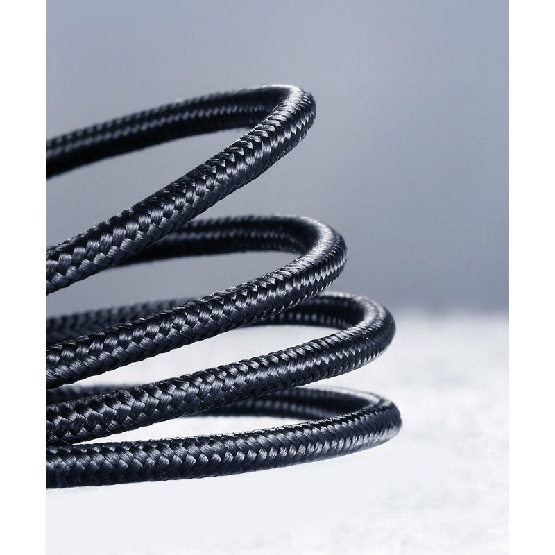 
2in1 Kabelis, tvirtas pintas laidas USB - microUSB + USB-C 1m 2.4A juodas
