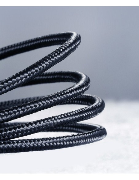 
2in1 Kabelis, tvirtas pintas laidas USB - microUSB + USB-C 1m 2.4A juodas
