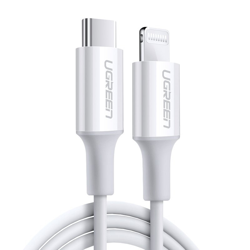 Kabelis iPhone MFi USB-C - Lightning 20W 3A 1m baltas