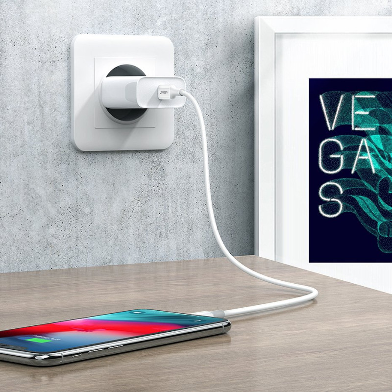 Kabelis iPhone MFi USB-C - Lightning 20W 3A 1m baltas