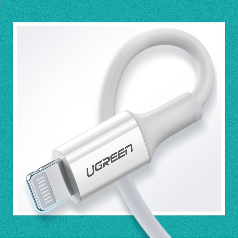 Kabelis iPhone MFi USB-C - Lightning 20W 3A 1m baltas