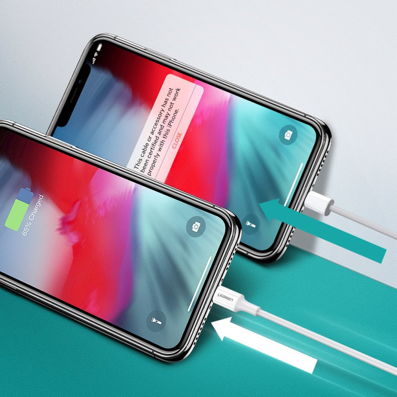 Kabelis iPhone MFi USB-C - Lightning 20W 3A 1m baltas