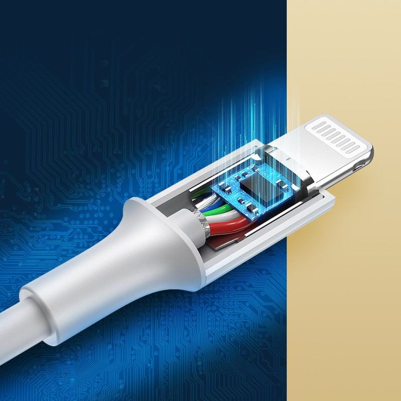 Kabelis iPhone MFi USB-C - Lightning 20W 3A 1m baltas