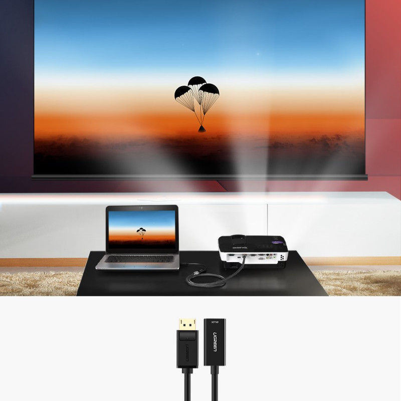 „DisplayPort“ (vyriškas) į HDMI (moteris) vienakryptis adapteris 1080P 60 Hz 12 bitų juodas