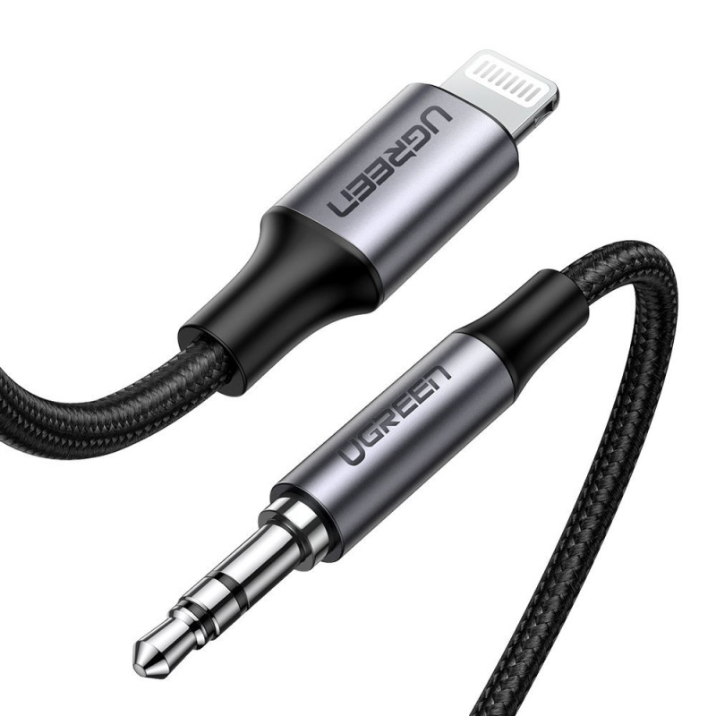 
AUX garso laidas iPhone MFI Lightning - 3,5 mm mini lizdas 1 m, pilkas
