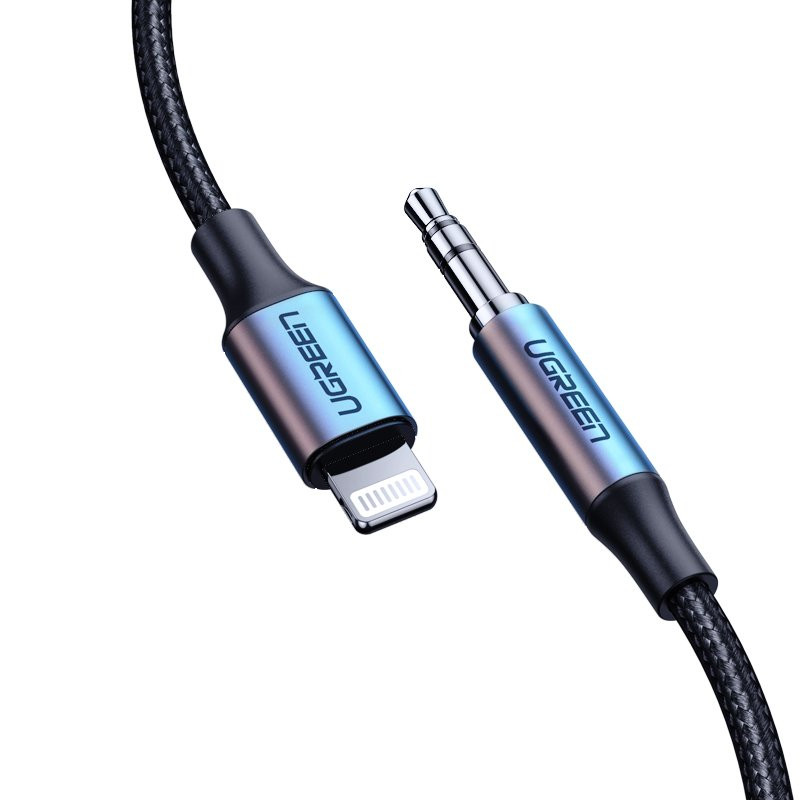 
AUX garso laidas iPhone MFI Lightning - 3,5 mm mini lizdas 1 m, pilkas
