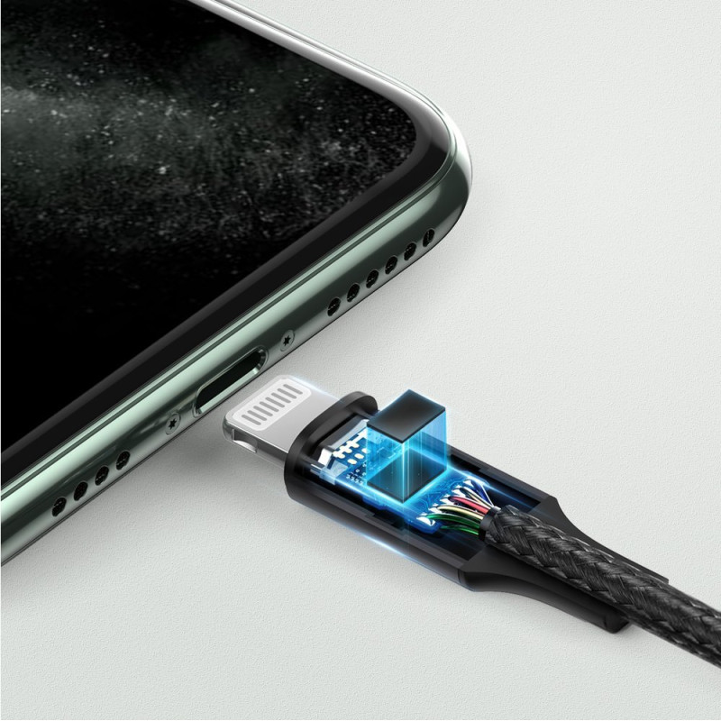 
AUX garso laidas iPhone MFI Lightning - 3,5 mm mini lizdas 1 m, pilkas
