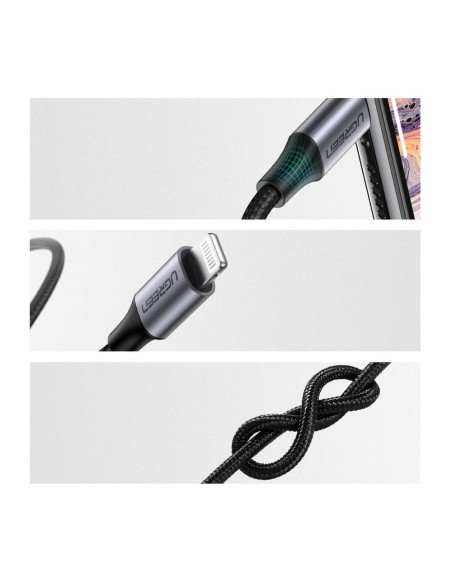 
AUX garso laidas iPhone MFI Lightning - 3,5 mm mini lizdas 1 m, pilkas
