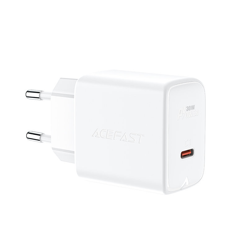 GaN USB-C 30W PD QC 3.0 AFC FCP tinklo įkroviklis baltas